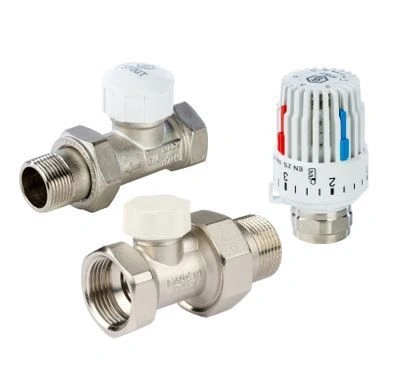 Комплект: вентиль т/с прямой 15,  вентиль запорный прямой 15, термостат газовый М30х1,5 STOUT