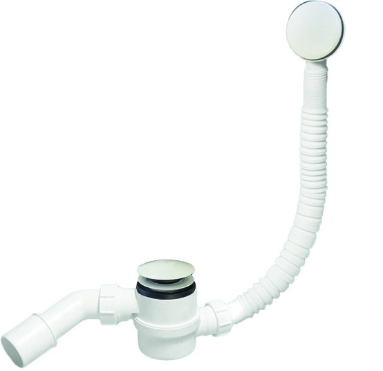 Сифон бутыл. белый (1 1/2"х40мм)перелив.L380-700хD34мм, н/ж реш. 70мм, пробка, вых. 40/50мм McAlpine