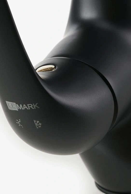 Смеситель для умывальника SWAN, монолитный, черный/золото, LEMARK
