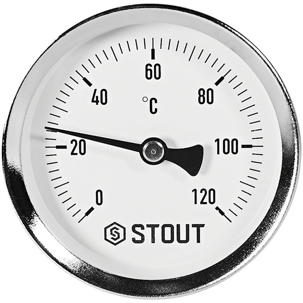 Термометр биметаллический осевой с погружной гильзой. Корпус Dn 63 мм, гильза 50 мм 1/2 , 0...120°С