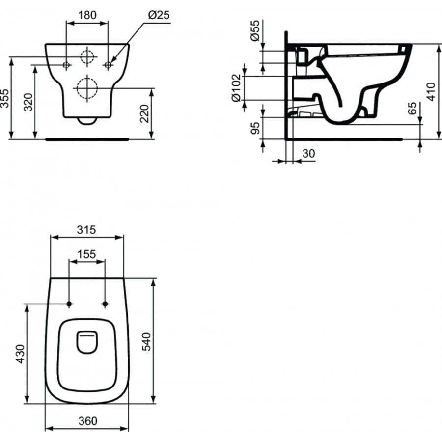 Комплект унитаза подвесного ESEDRA с крышкой, глубокий смыв (T281401+T318101) IDEAL STANDARD