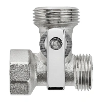 Кран шаровый угловой для бытовой техники 1/2x3/4 Н/Н хром Compact рукоятка вверх MasterProf