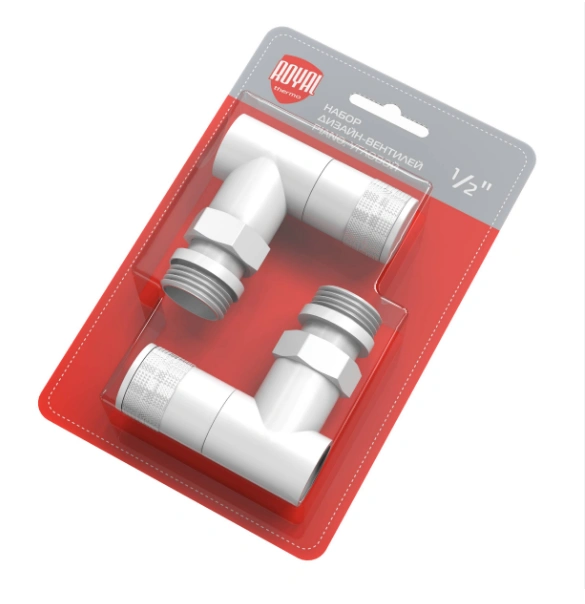 Вентиль ручной регулировки угловой 1/2" PIANO Белый Royal Thermo (уп. блистер=2шт)