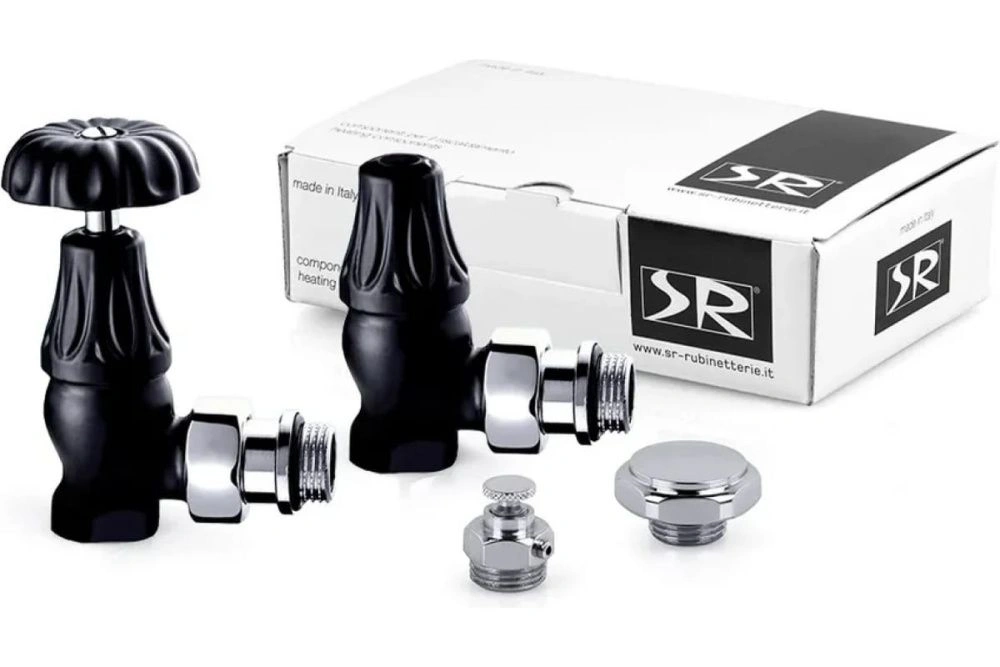 Комплект вентилей 1/2" угловой, Черный серия "Old Style" SR Rubinetterie