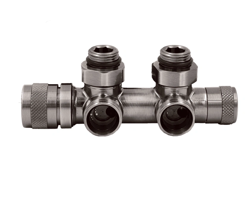 Узел нижнего подключения термостат."Lunar" угловой правый 1/2"х3/4"Е,Никель мат, Primoclima Armature