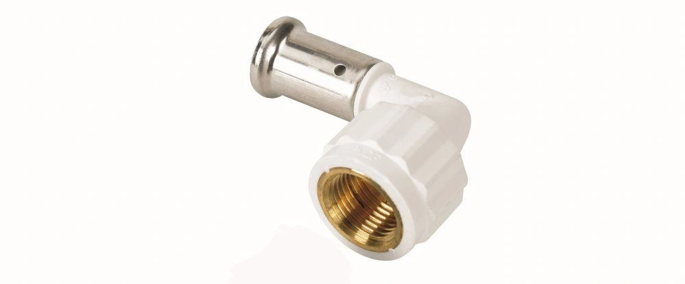 Угольник 16х1/2 ВР, ПВДФ пресс(белая) HENCO