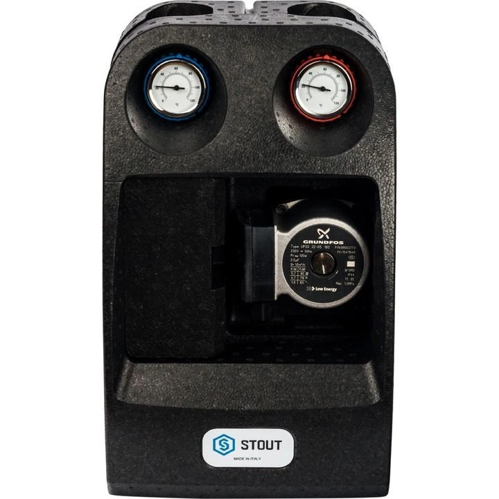 Насосная группа с прямым контуром 1 1/4" с насосом Grundfos UPSO 32-65 в теплоизоляции DN 32 STOUT