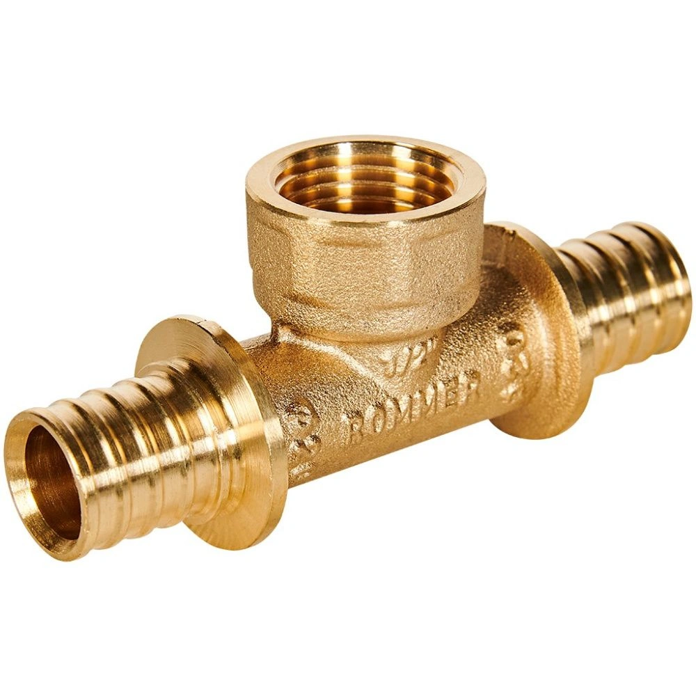 Тройник с переходом на резьбу ВР 20-1/2-20 латунь Rommer