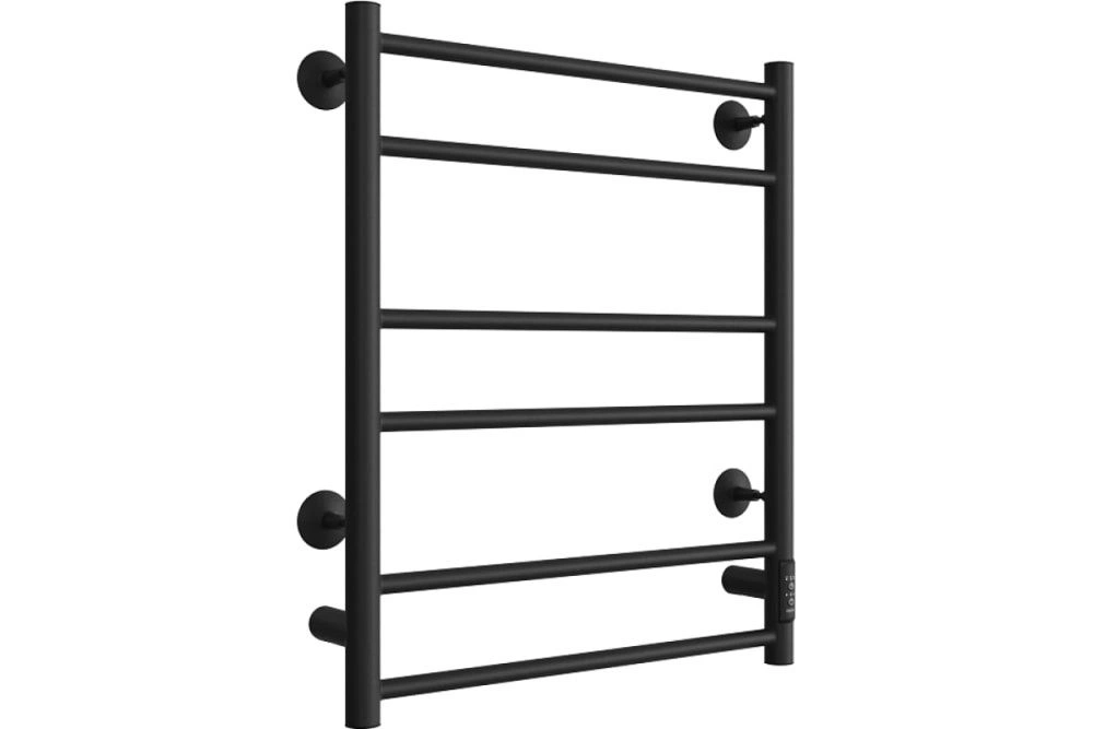 Полотенцесушитель L neo 60/50 см Электрический (1"-1/2" К диммер Черный матовый) , ДВИН