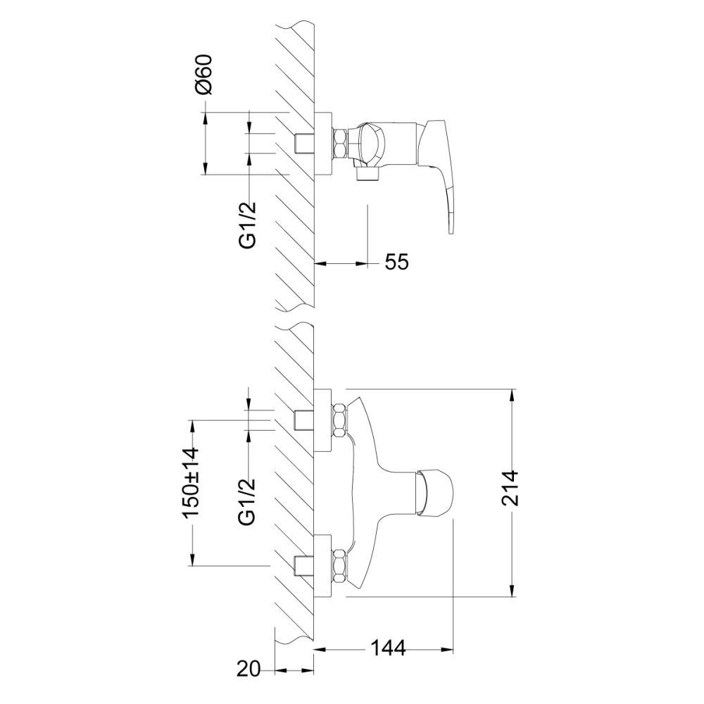 Смеситель для душа LINARA (с лейкой и шлангом) LEMARK