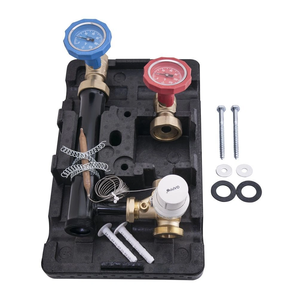 Насосная группа с термостатическим смесительным клапаном 1" без насоса в теплоизоляции Gappo