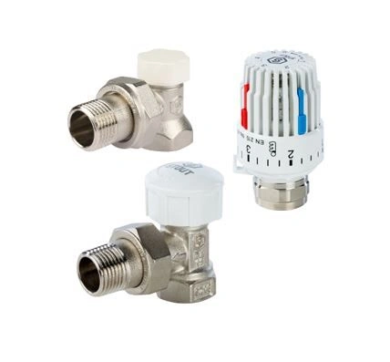 Комплект: вентиль т/с угловой 20,  вентиль запорный угловой 20, термостат газовый М30х1,5 STOUT