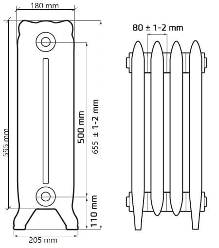 Радиатор чугунный Радимакс Windsor 500 5 секций, покл. 3/4, дизайнерская роспись "хохлома"