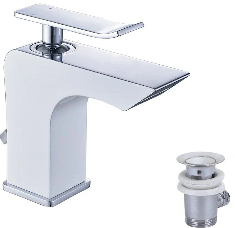 Смеситель для умывальника CONTEST монолитный, хром/белый, LEMARK