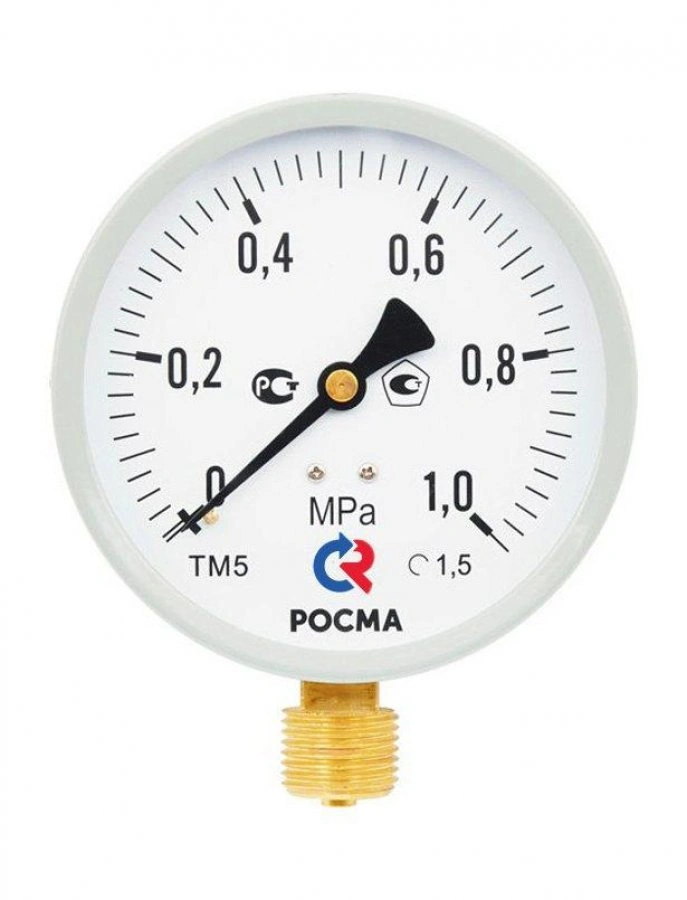 Манометр ТМ-510Р.00 М2 (0..1,0 МПа), М20*1,5, 100мм, 150С, кл.т.1,5, радиальный
