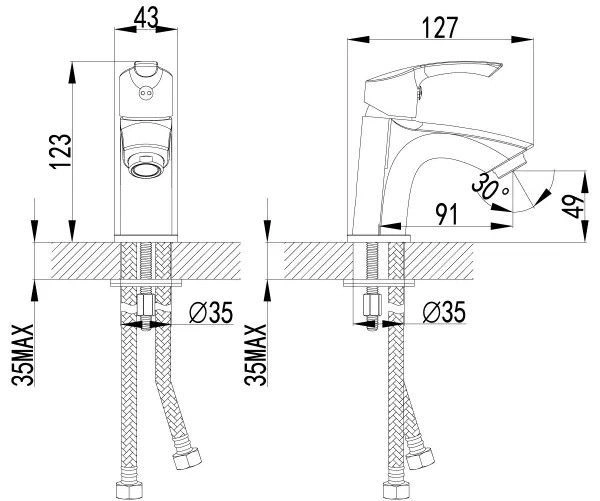 Смеситель для умывальника монолитный, хром, plus STRIKE, LEMARK