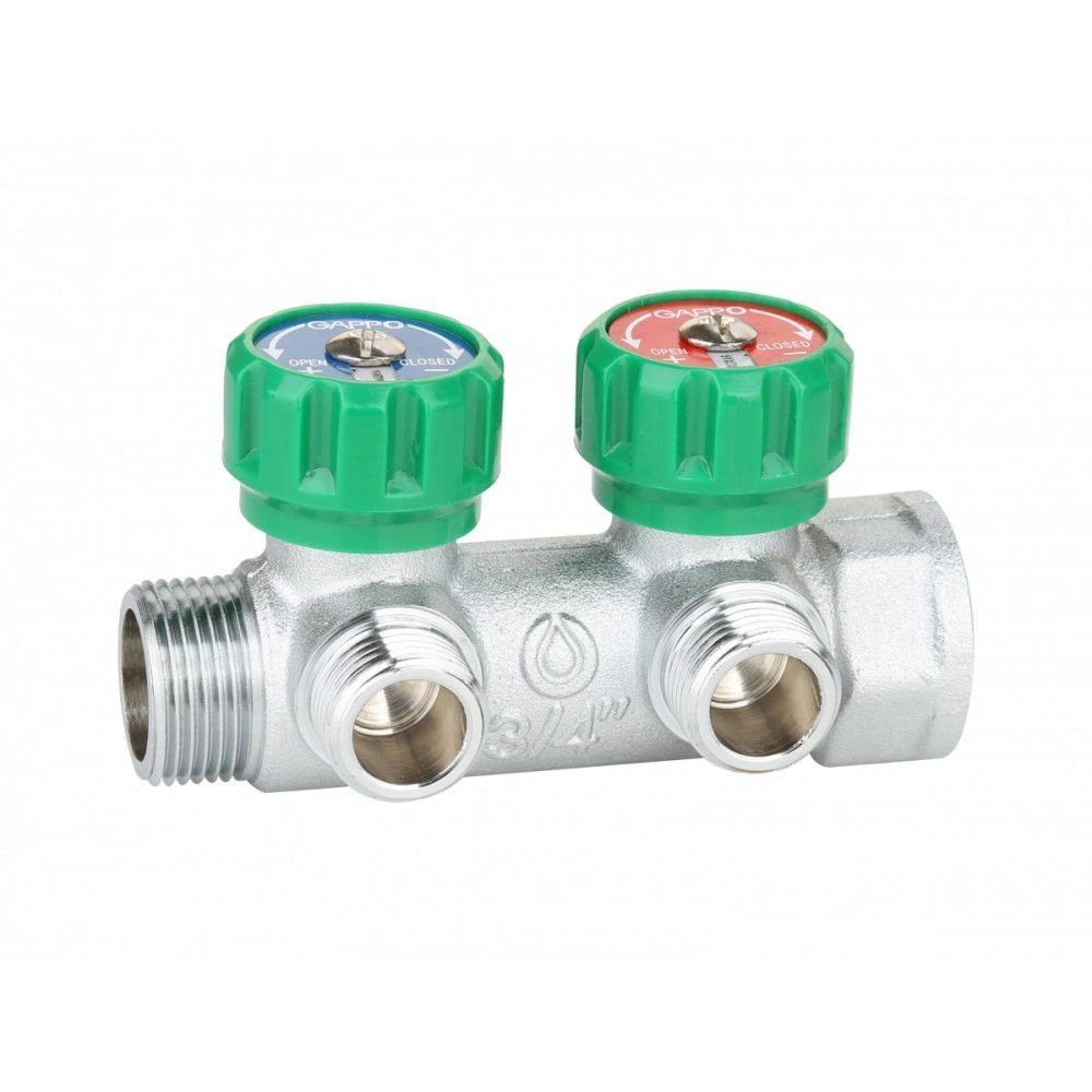 Коллектор регулирующий 3/4" ВН  2 вых. 1/2" НР,  Gappo