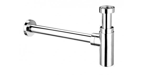 Сифон бутыл. (1 1/4"х32мм) лат. б/выпуска с отв. труб. 32мм и отраж., выход DN32мм, хром McAlpine