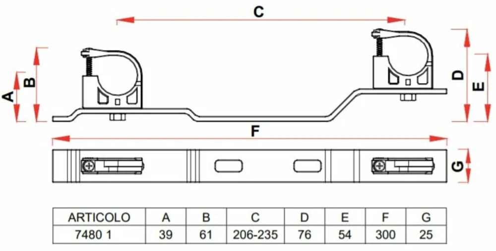 Кронштейн металлический с креплениями для коллекторов 1 FAR