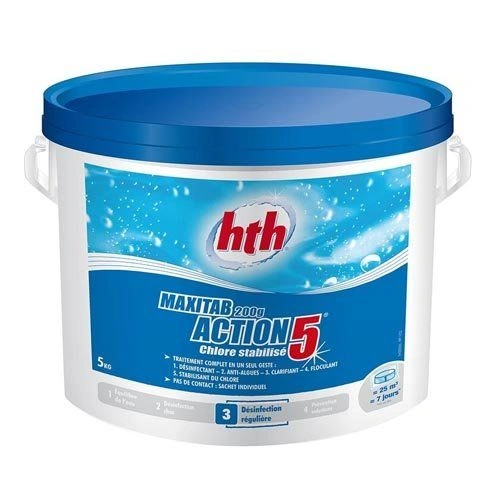 Многофункциональные таблетки стабилизированного хлора 5в1 MAXITAB ACTION 5 (200г / 5кг), hth