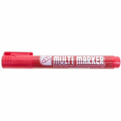 Маркер перманентный красный, пулевидный, 3мм Crown "Multi Marker 