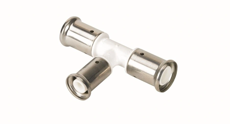 Тройник 32-20-32, ПВДФ, пресс (белый) HENCO