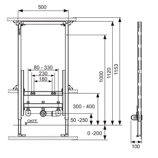 Модуль для установки биде (h=1120), TECE