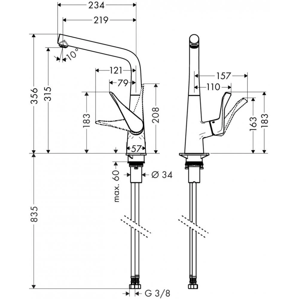 Смеситель для кухни Metris, HANSGROHE