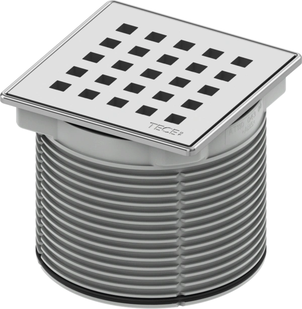 Декоративная решетка 100х100 quadratum, в стальной рамке, с монтаж. эл-том TECE 