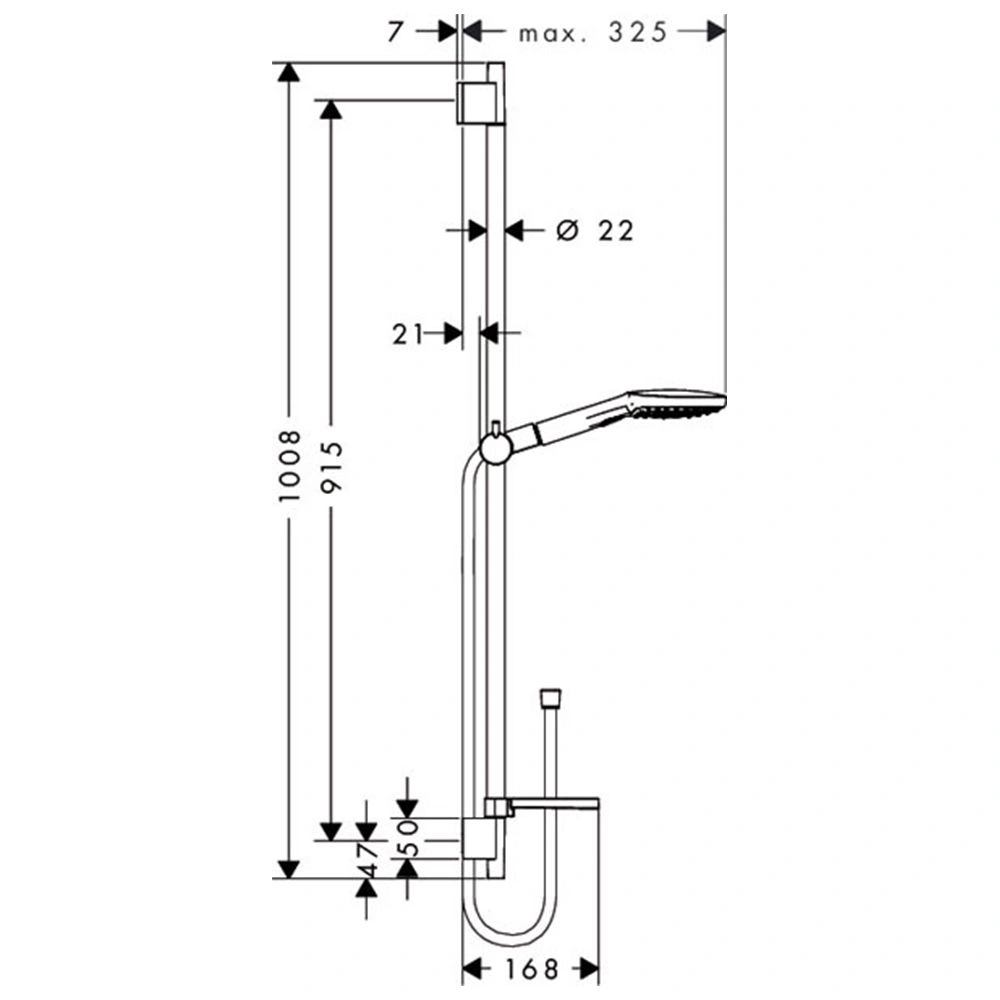 Гарнитур д/душ. Raindance Select E 120 3 jet, 90см, HANSGROHE