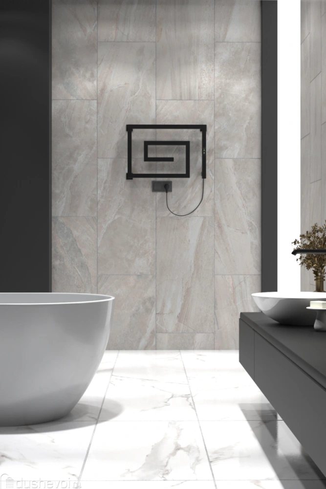 Полотенцесушитель Lira (electro) 40/60,таймер, скрытый провод справа, Черный муар, INDIGO