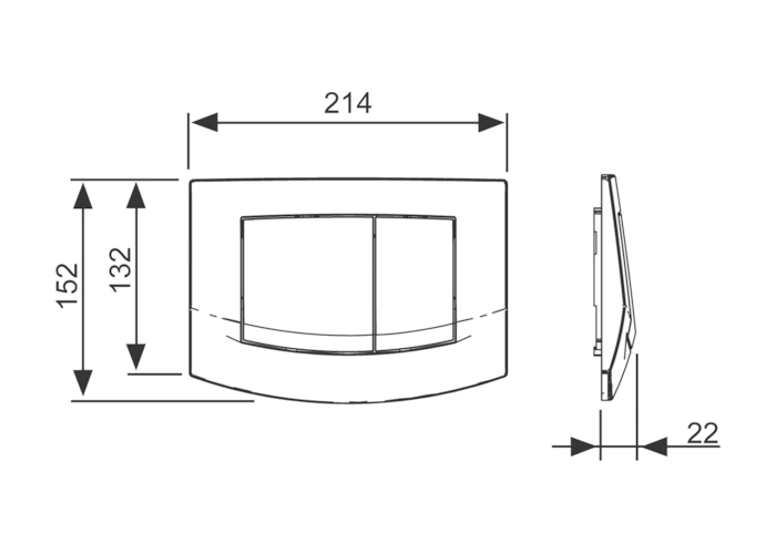 Клавиша TECEambia с 2-мя клавишами, хром глянцевый