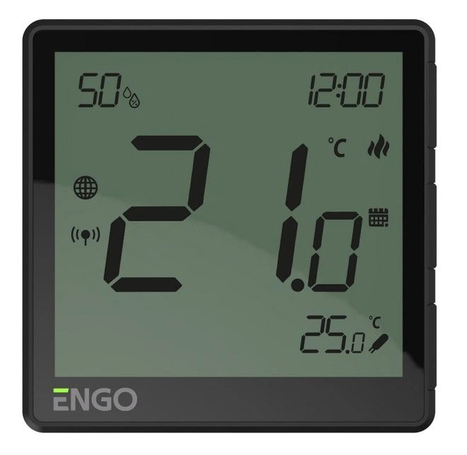 Терморегулятор универсальный , черный с модулем Zigbee, 230, со встроенным датчиком влажн.ENGO