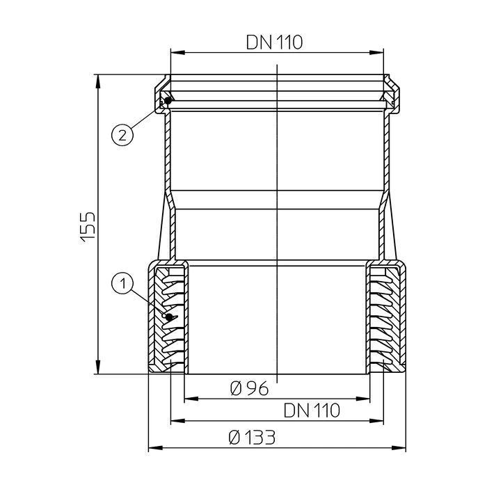 Переходник ПП/ПВХ на чугун 110 HL