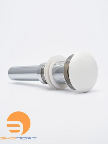 Выпуск без перелива (d= 1 1/4) Click/Clack керамическая накладка, белый матовый, AQM