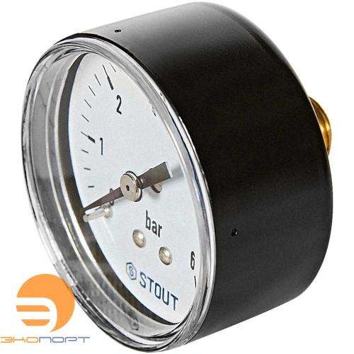 Манометр аксиальный. Корпус Dn 50 мм 1/4 , 0...6 бар, кл.2.5, STOUT 