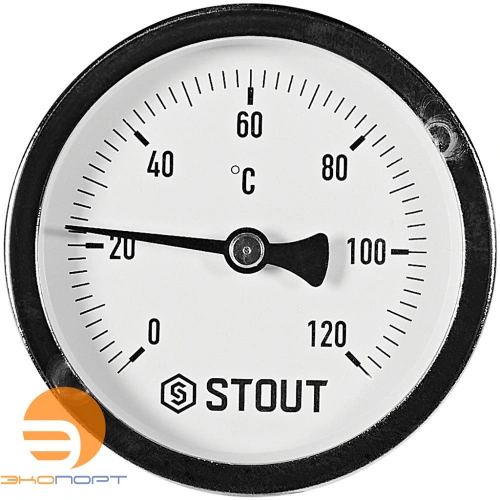 Термометр биметаллический осевой с погружной гильзой. Корпус Dn 63 мм, гильза 75 мм 1/2 , 0...120°С