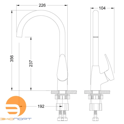 Смеситель для кухни LINARA с высоким поворотным изливом, хром, LEMARK