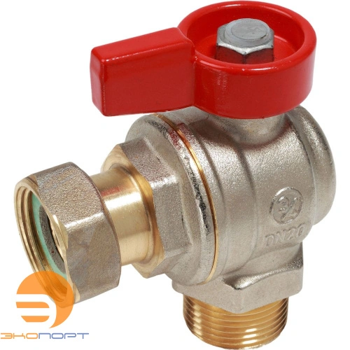 Кран шаровый угловой для котлов и счетчиков НР c накидной гайкой, ручка-флажок, Ду 3/4 Giacomini