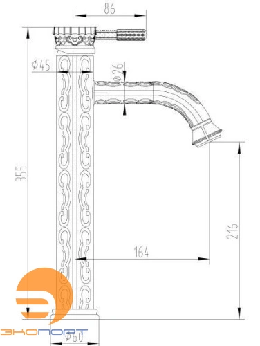 Смеситель для умывальника, монолитный (черная бронза) JASMINE, LEMARK