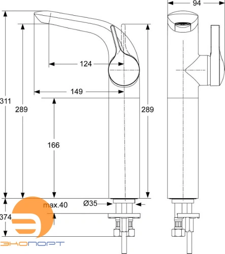 Смеситель д/рак. Melange  с удлиненным корпусом IDEAL STANDARD