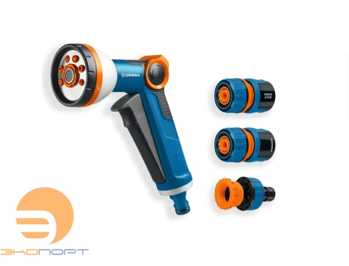 Пистолет поливочный X-8, конектор 1/2 с автостоп, адаптер с вн. резьбой 1/2х3/4 GRINDA Х-812 PROLine