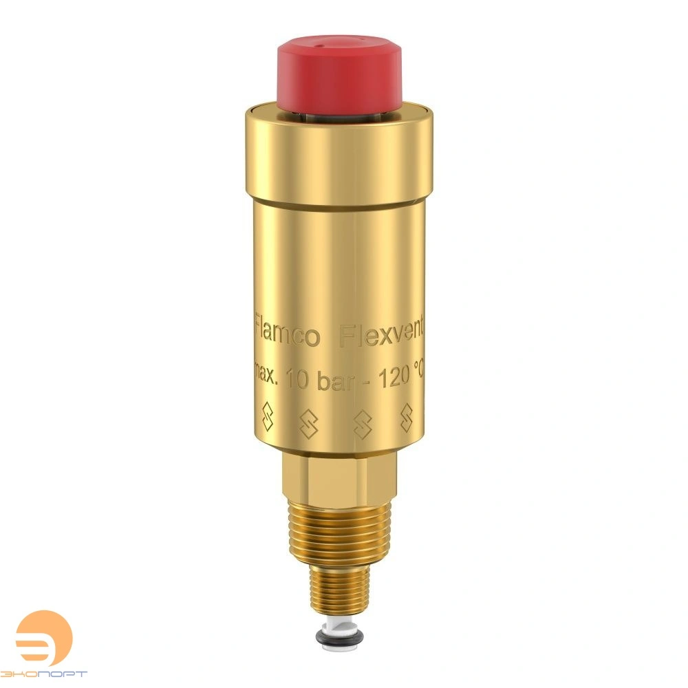 Воздухоотводчик поплавковый Flexvent 1/8-3/8 (внешняя резьба, с откл. клапаном, латунь),Тм=120,Рм=10
