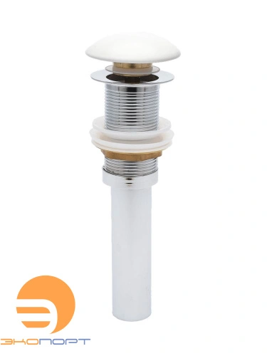 Выпуск без перелива (d= 1 1/4) Click/Clack керамическая накладка, белый матовый, AQM