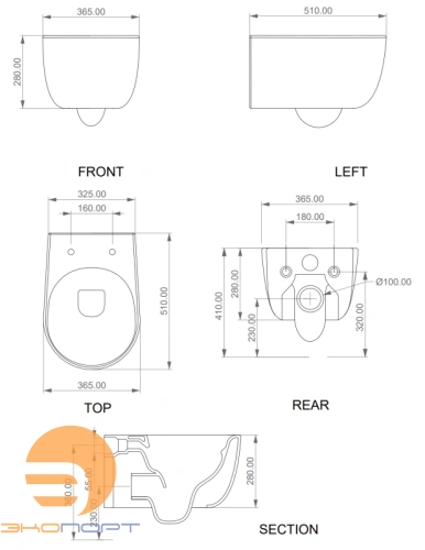 Комплект: Подвесной унитаз с крышкой и креплением (белый глянец) GSG Ceramic Design Hit! Smart Clean