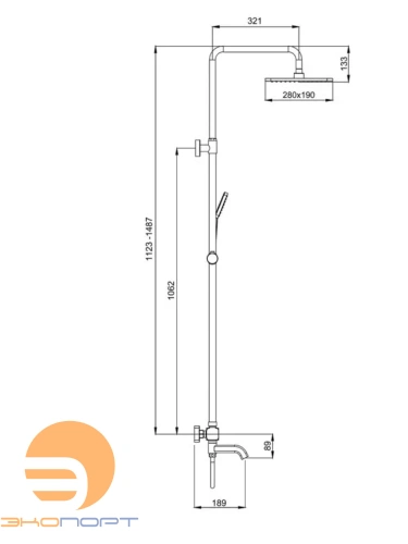 Душевая стойка G91 с термостатом и поворотным изливом, оружейная сталь Gappo