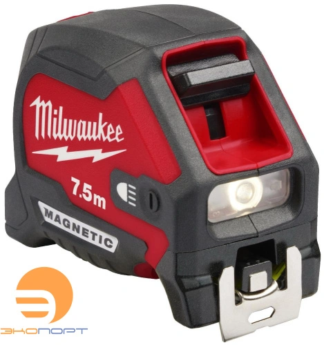 Рулетка PREMIUM магнитная GEN III 7,5м/ширина 30мм с LED подсветкой, Milwaukee