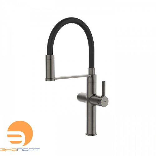 Смеситель кухонный с подключением фильтра и гибким изливом IKON, графит IDDIS