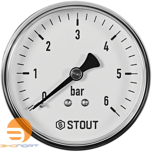 Манометр аксиальный. Корпус Dn 63 мм 1/4 , 0...6 бар, кл.2.5 STOUT
