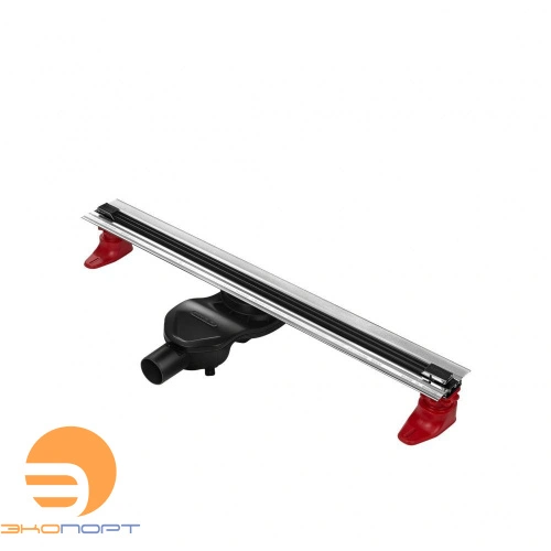Дренажный канал BERGES SUPER Slim  600 нерж. сталь решетка мат. черный S-сифон D50 бок. выпуск